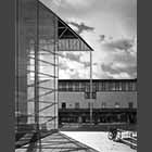 contre-jour view of the University Faculty of Law on the Sidgwick Site