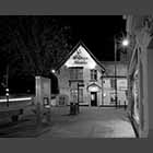 black and white photo of the Bridge House Hotel in St Neots