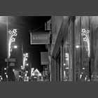 black and white photo of Christmas lighhts in St Neots High Street