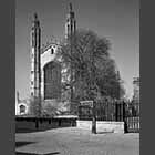black and white photo of King's College Chapel from Great St Mary's Church