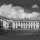 monochrome photo of the Senate House and Old Schools