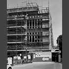 monochrome photo of the Simon Sainsbury Centre of the Judge Business School under construction in 2017