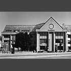 black and white photo of Compass House of Anglia Ruskin University