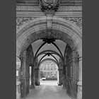 monochrome photo of the Sedgwick Museum Entrance on Downing Street