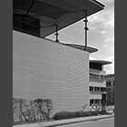 monochrome photo of the Roger Needham Building on the West Cambridge Site