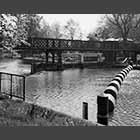 black and white photo of Jesus Lock on the River Cam