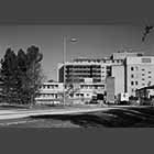 black and white photo of Addenbrooke's Hospital