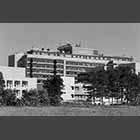 monochrome photo of Addenbrooke's Hospital