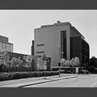 monochrome photo of the Cancer Research UK Cambridge Institute, Li Ka Shing Centre on the Biomedical Campus