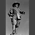 black and white photo of Oliver Cromwell statue St Ives