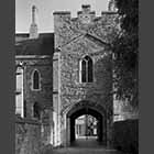 monochrome photo of Sacrist's Gate