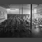 black and white photo of Clare Hall Dining Hall