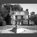 black and white photo of Clare Hall Leslie Barnett House