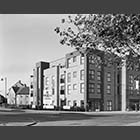 black and white photo of Uplands Place retirement apartments, Cambourne