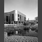 black and white photo of the Victor Phillip Dahdaleh Heart and Lung Research Institute on the Biomedical Campus