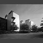 black and white photo of the MRC Laboratory of Molecular Biology on the Biomedical Campus